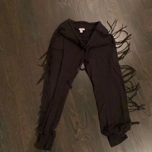 Black fringed pants